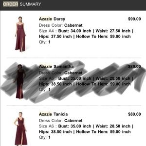 Azazie bridesmaid dresses- tagged, new, in the box